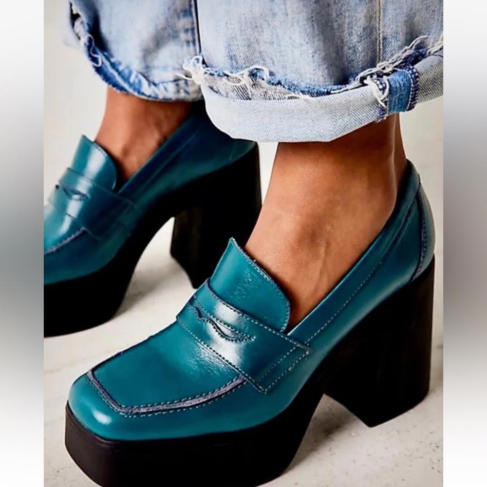 Free People Zoe Platform Loafer Deep Jade Size 8.5